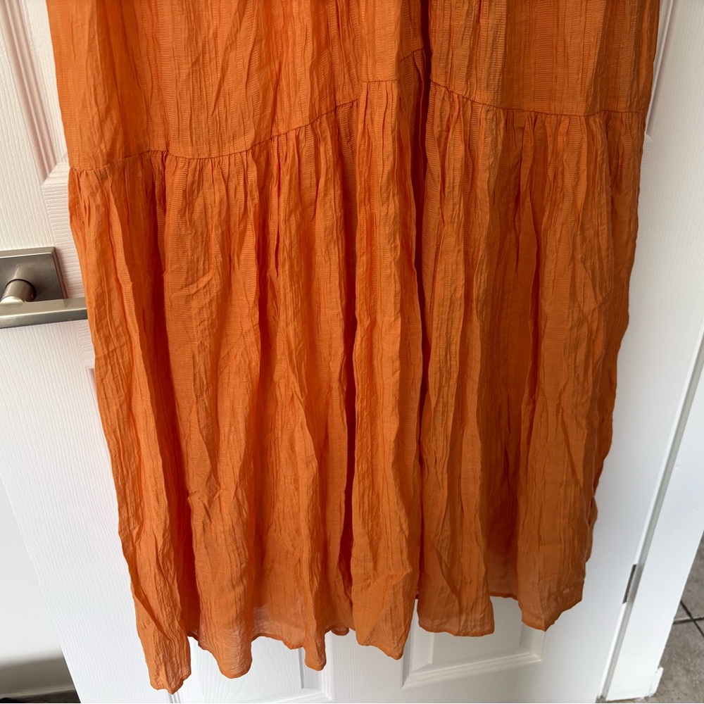 NWT Mango Orange Tiered V‑Neck Maxi Vacation dress - Picture 4 of 10